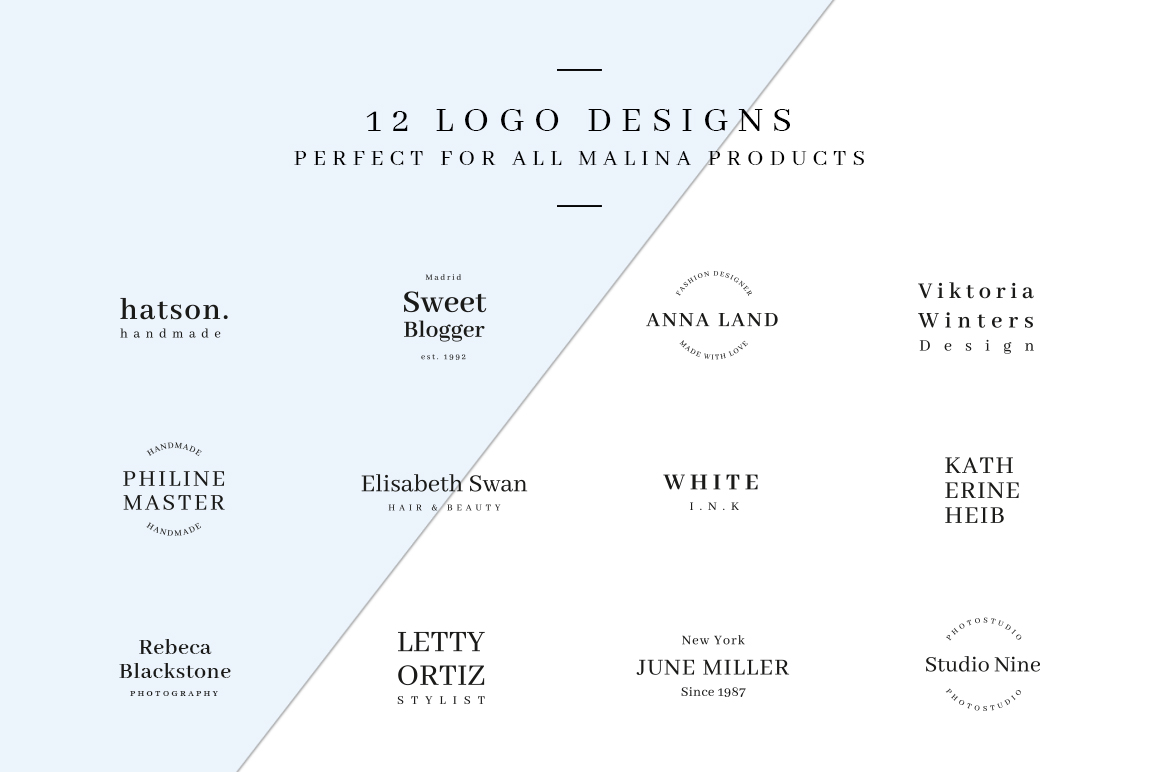 Download Фирменный стиль "MALINA Business Cards + Logos + Patterns - Corporate Identity Template" / MALINA Business Cards + Logos + Patterns - Corporate Identity Template - Фирменный стиль на тему графика logo logos brand branding template corporate design pattern seamless female minimalist minimalism clean modern simple bundle kit eu us identity
