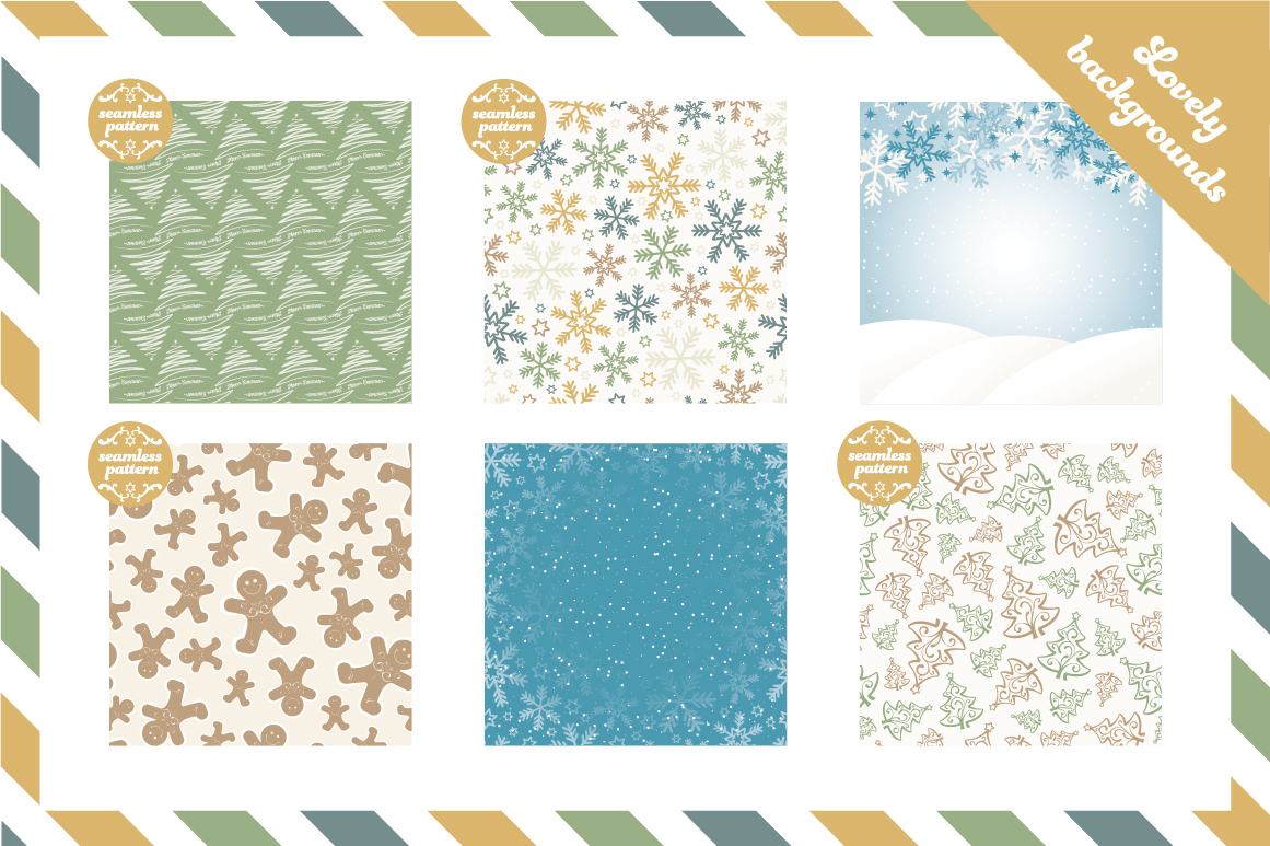 Download Иллюстрация "Vector Christmas Collection - Illustration" / Vector Christmas Collection - Illustration - Иллюстрация на тему графика christmas card background glitter sparkle set collection elements diy digital paper graphic clipart seamless patterns santa claus overlay frame holidays