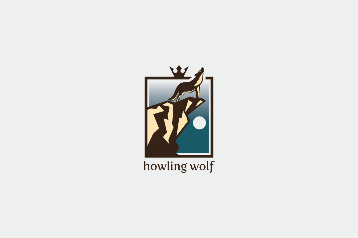 Download Шаблон логотипа "Howling Wolf Logo Template" / Howling Wolf Logo Template - Шаблон логотипа на тему графика howling wolf logo template moon hill night cafe badge ancient creature branding vector purple green red yellow blue pink orange