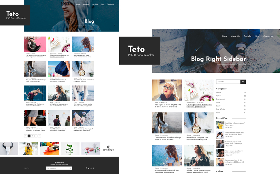 Download PSD шаблон "Teto - Personal Portfolio PSD Template" / Teto - Personal Portfolio PSD Template - PSD шаблон на тему графика blog blogging clean creative minimal modern photography psd design portfolio personal