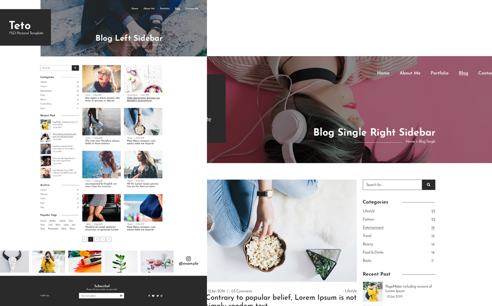 Download PSD шаблон "Teto - Personal Portfolio PSD Template" / Teto - Personal Portfolio PSD Template - PSD шаблон на тему графика blog blogging clean creative minimal modern photography psd design portfolio personal