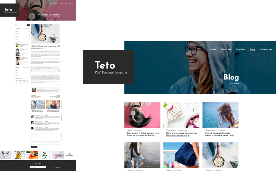 Download PSD шаблон "Teto - Personal Portfolio PSD Template" / Teto - Personal Portfolio PSD Template - PSD шаблон на тему графика blog blogging clean creative minimal modern photography psd design portfolio personal