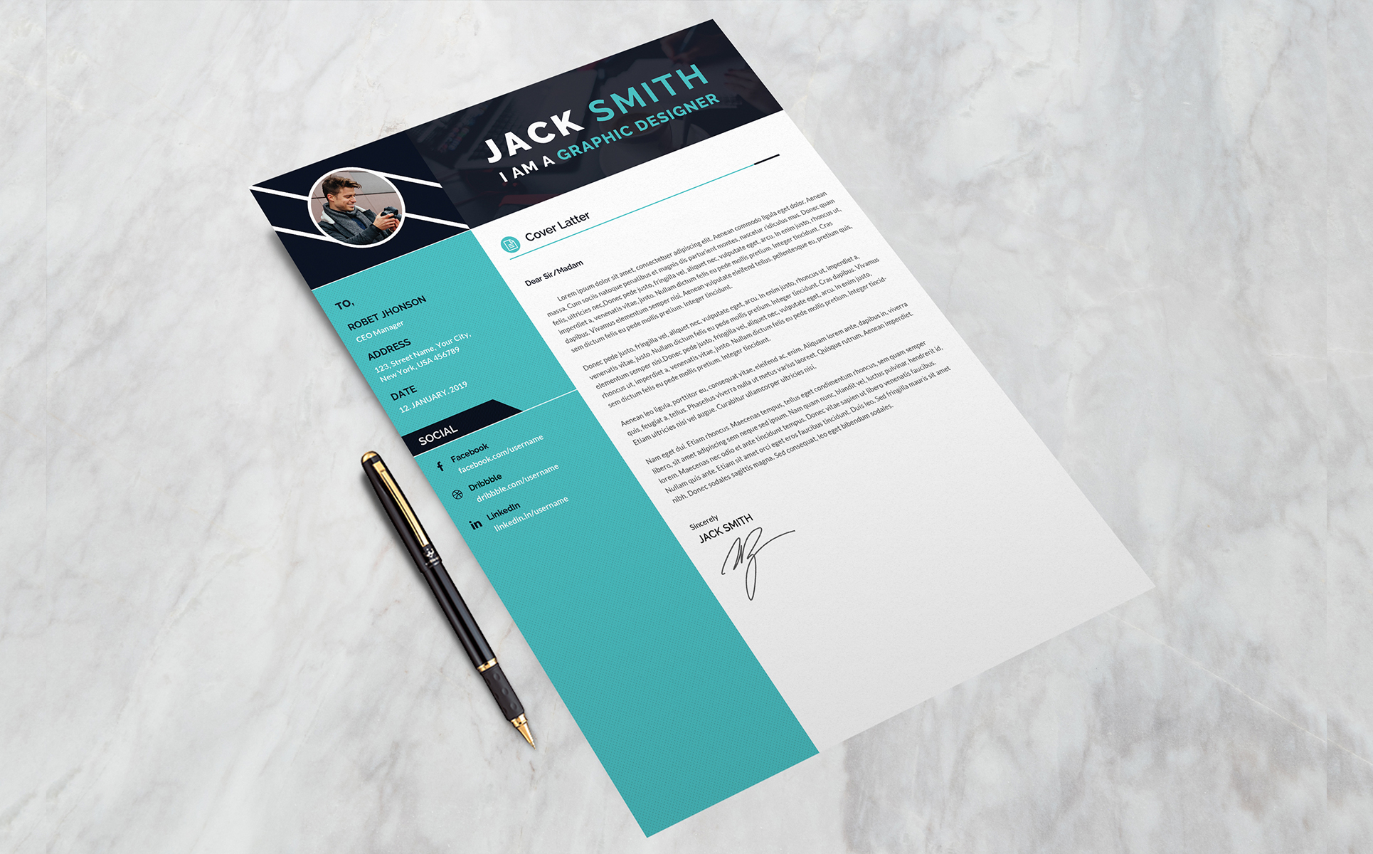 Download Резюме "Jack Smith - Resume Template" / Jack Smith - Resume Template - Адаптивный Резюме на тему графика resume-template cv-template