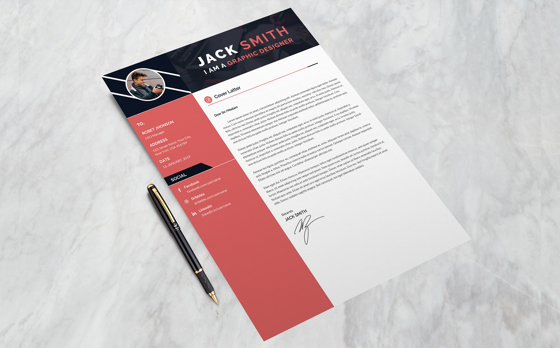 Download Резюме "Jack Smith - Resume Template" / Jack Smith - Resume Template - Адаптивный Резюме на тему графика resume-template cv-template