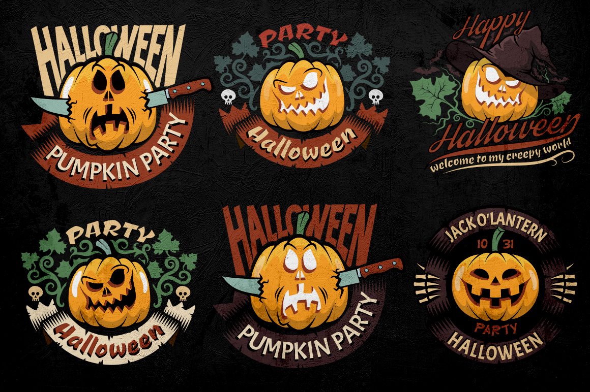 Download Иллюстрация "Halloween Logo Pack - Illustration" / Halloween Logo Pack - Illustration - Иллюстрация на тему графика emblem badge label illustration banner professional poster stamp ribbon symbol