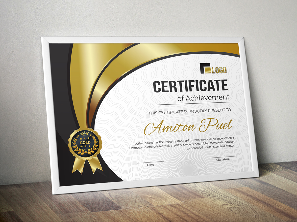 Download Шаблон сертификата "Rank Certificate Template" / Rank Certificate Template - Шаблон сертификата на тему графика certificate rank achievement appreciation award diploma modern luxury school college multipurpose professional protected security vintage completion gold silver bronze premium
