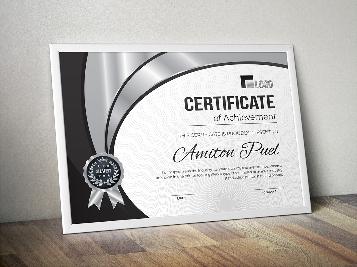 Download Шаблон сертификата "Rank Certificate Template" / Rank Certificate Template - Шаблон сертификата на тему графика certificate rank achievement appreciation award diploma modern luxury school college multipurpose professional protected security vintage completion gold silver bronze premium