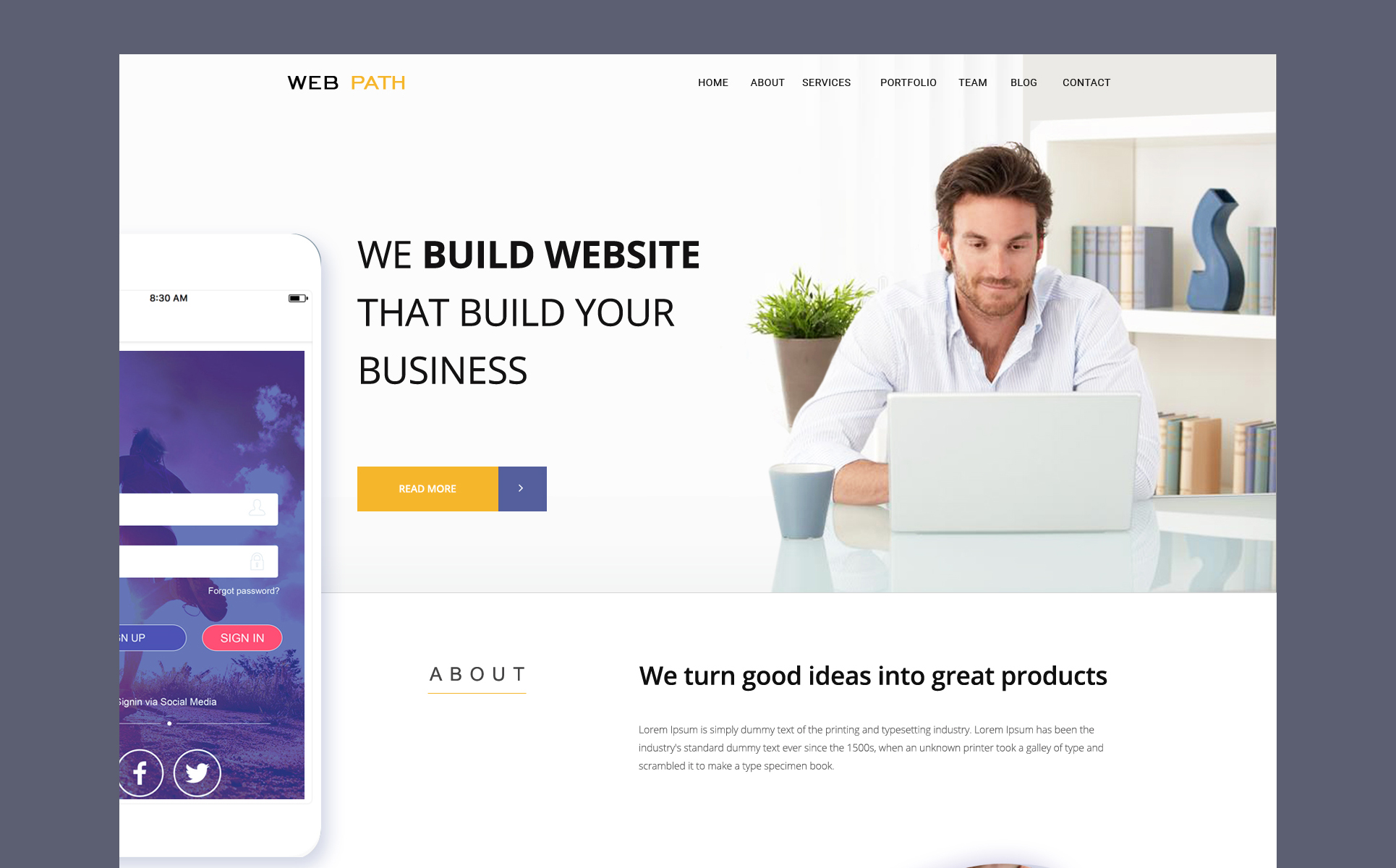 Download PSD шаблон "Web Path - One Page PSD Template" / Web Path - One Page PSD Template - PSD шаблон на тему веб-дизайн template web psd