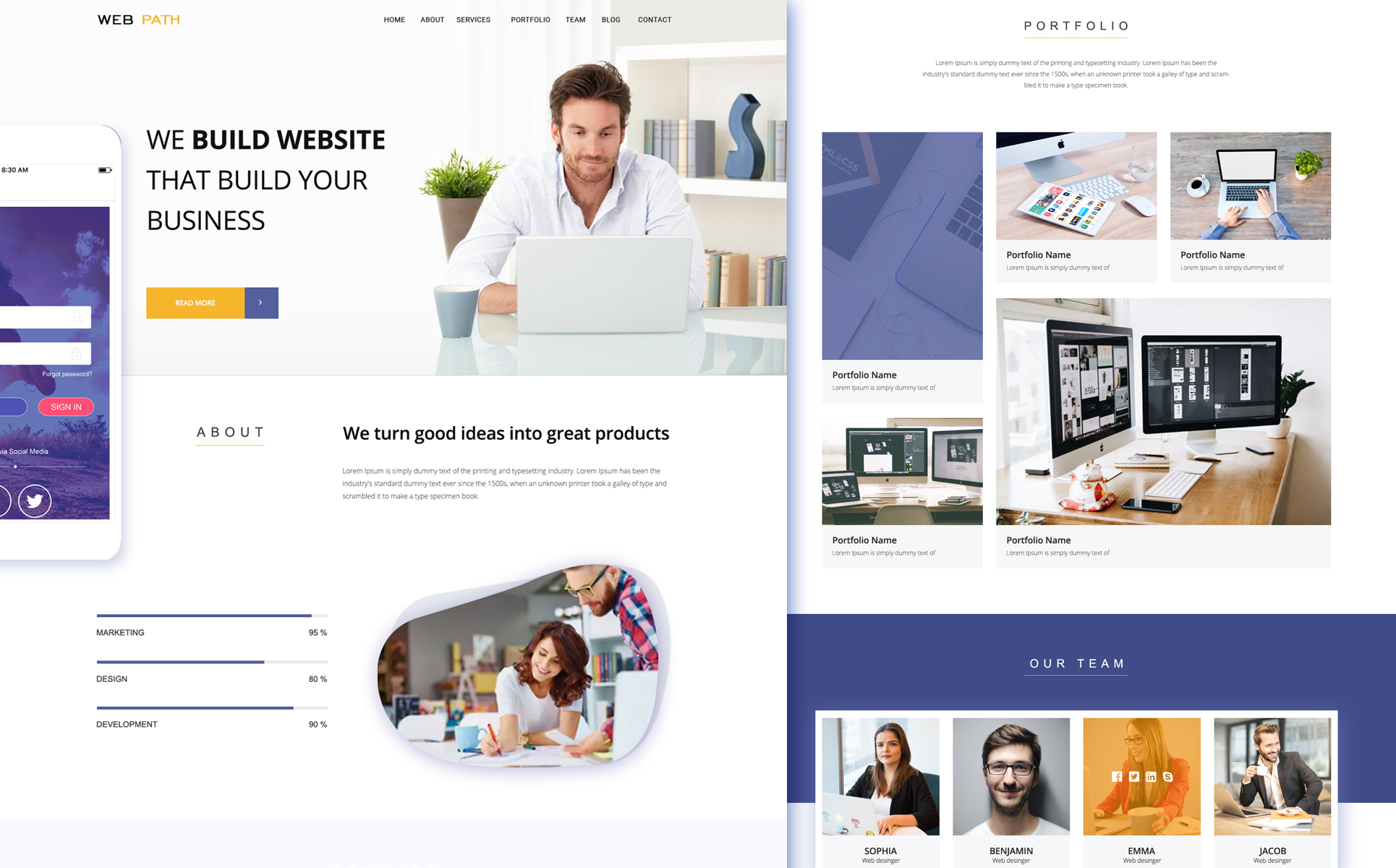 Download PSD шаблон "Web Path - One Page PSD Template" / Web Path - One Page PSD Template - PSD шаблон на тему веб-дизайн template web psd