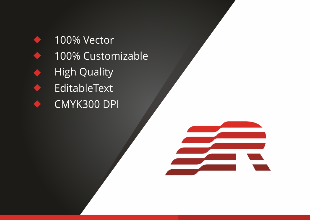 Download Шаблон логотипа "Radical Logo Template" / Radical Logo Template - Шаблон логотипа на тему графика alphabet brand business clean company duo tone elegant initial letter r line modern multi multiple professional r red ribbon