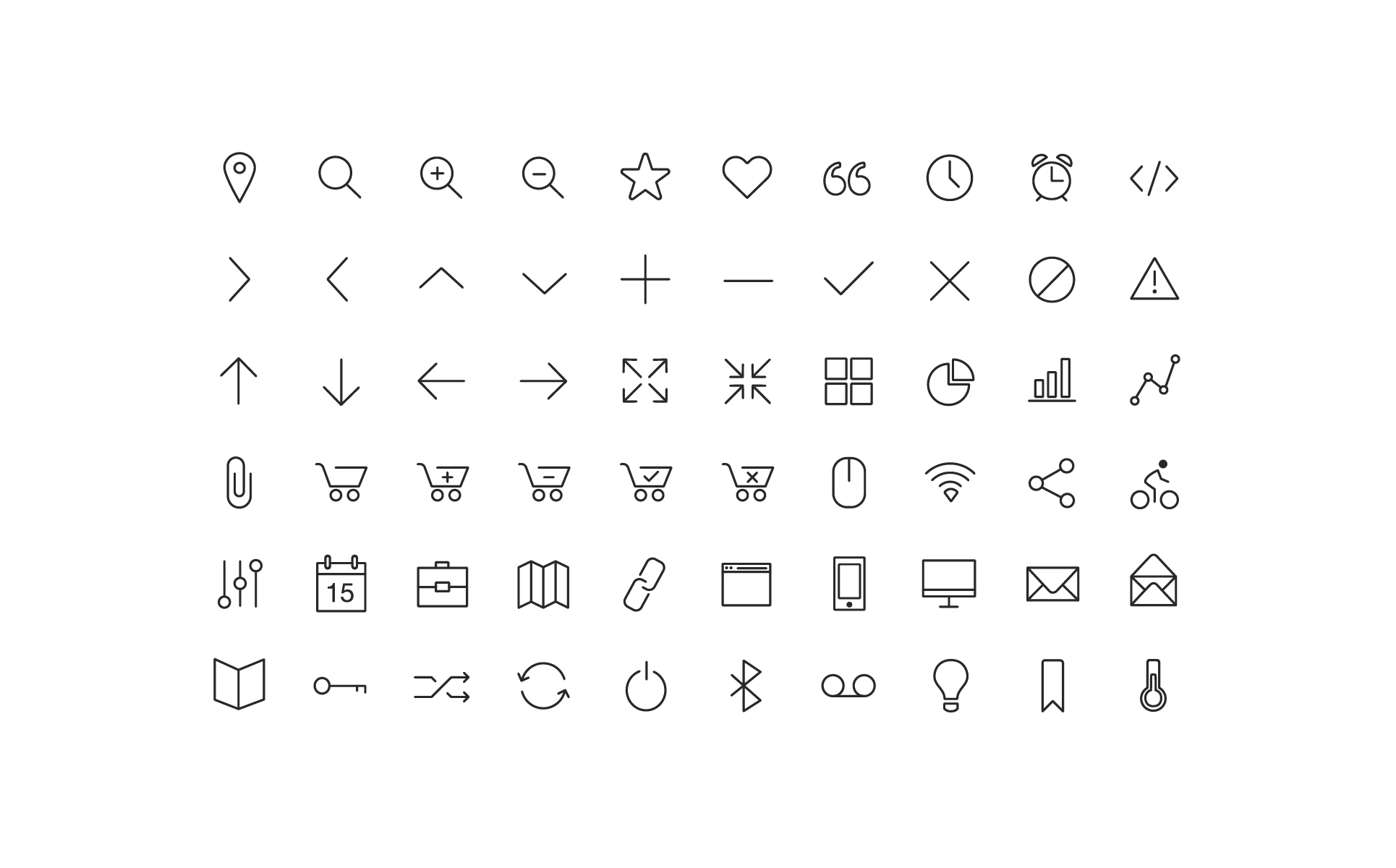 Download Набор иконок "Vector Line Icons and Font Set" / Vector Line Icons and Font Set - Набор иконок на тему графика vector line minimal minimalist icon icons cart checkout sound music office web media