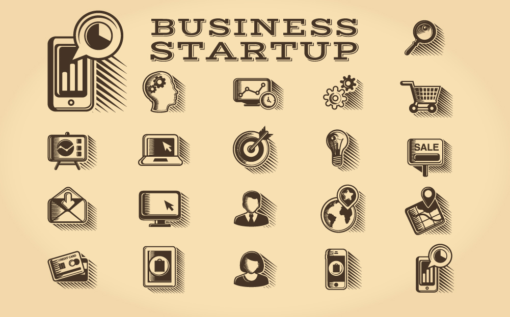 Download Набор иконок "Business and Startup Icon Set" / Business and Startup Icon Set - Набор иконок на тему графика business buying commerce consulting diagram engraving finance icons management marketing presentation sales solutions startup store strategy vintage