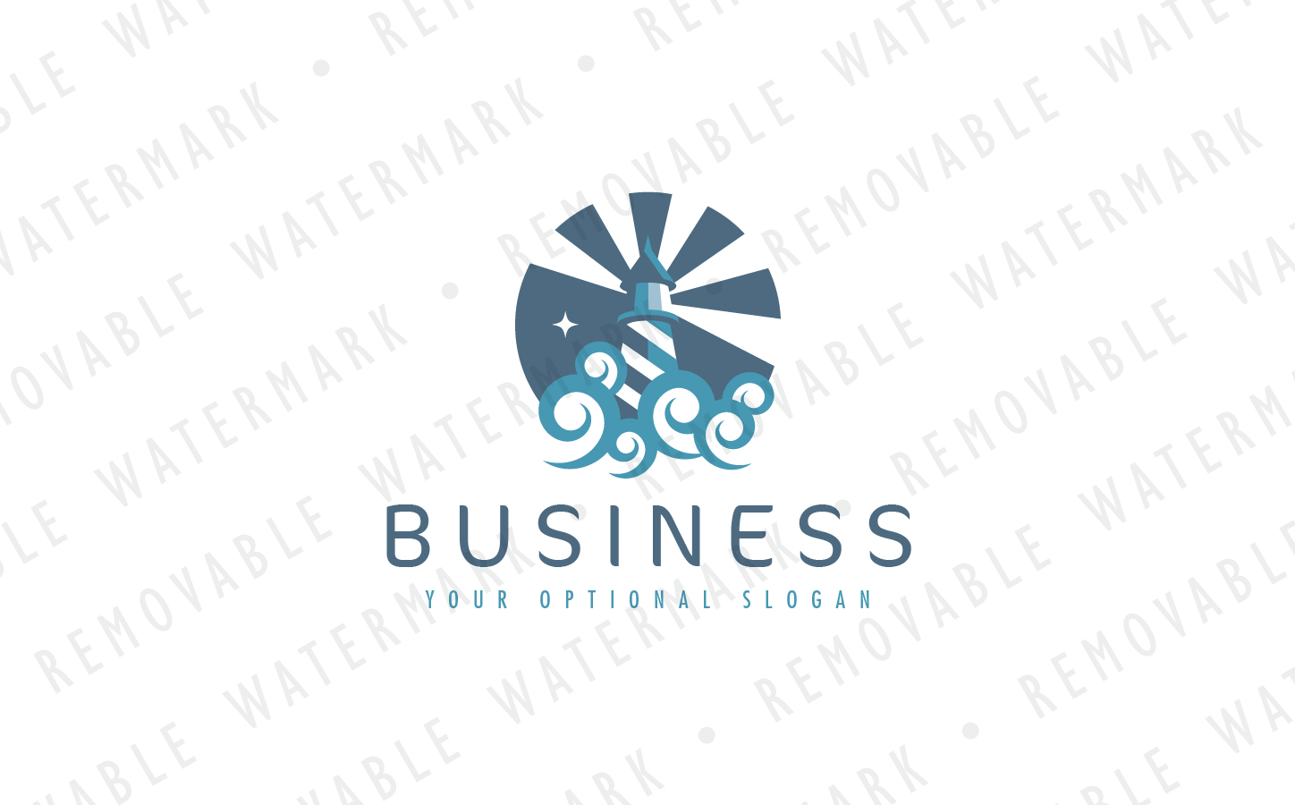 Download Шаблон логотипа "Beacon of Light Logo Template" / Beacon of Light Logo Template - Шаблон логотипа на тему графика wave water safety hope light signal sea guidance strength marine lighthouse storm risk harbor beacon adversity ocean logo design template