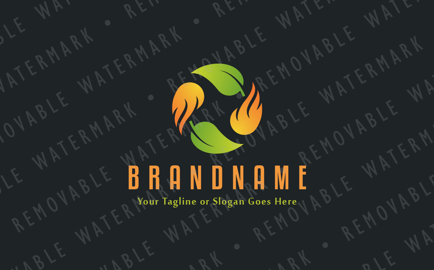 Download Шаблон логотипа "Flames & Leaves Cycle Logo Template" / Flames & Leaves Cycle Logo Template - Шаблон логотипа на тему графика circle nature energy leaf flame ignite air cycle fire wind heat burn ventilation blaze earth power spa logo design template