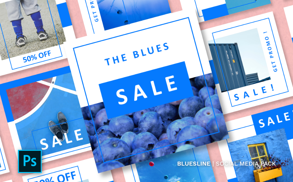 Download Шаблон для соцсетей "Bluesline Pack Social Media Template" / Bluesline Pack Social Media Template - Шаблон для соцсетей на тему графика instagram facebook twitter banner template sale media social background design vector fashion promotion stories instagramtemplates post story