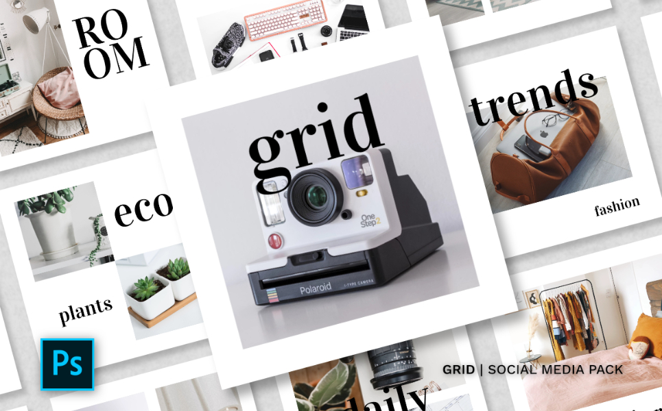 Download Шаблон для соцсетей "Grid Pack Social Media Template" / Grid Pack Social Media Template - Шаблон для соцсетей на тему графика instagram facebook twitter banner template sale media social background design vector fashion promotion stories instagramtemplates post story