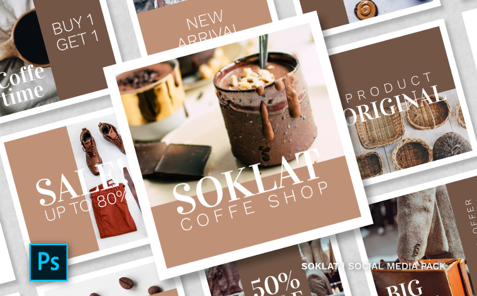 Download Шаблон для соцсетей "Soklat Pack Social Media Template" / Soklat Pack Social Media Template - Шаблон для соцсетей на тему графика instagram facebook twitter banner template sale media social background design vector fashion promotion stories instagramtemplates post story