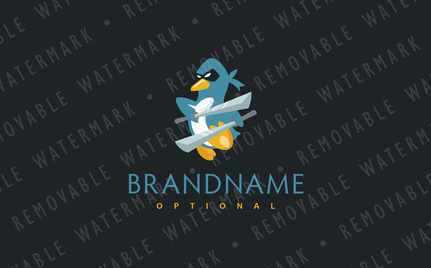 Download Шаблон логотипа "Ninja Penguin Logo Template" / Ninja Penguin Logo Template - Шаблон логотипа на тему графика animal character mascot illustration penguin ninja sword warrior jump attack cut fight martial strike blade resistance assassin logo design template