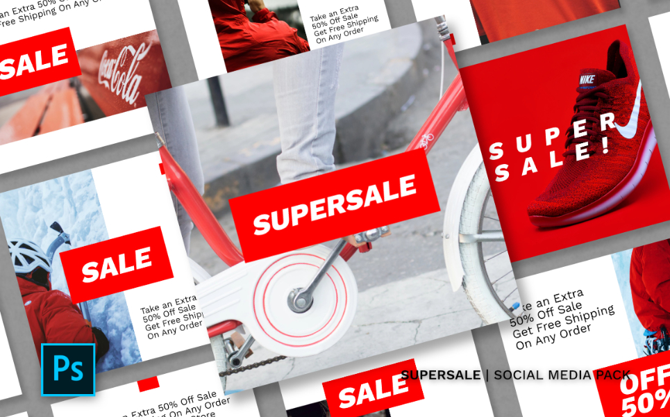 Download Шаблон для соцсетей "Supersale Pack Social Media Template" / Supersale Pack Social Media Template - Шаблон для соцсетей на тему графика instagram facebook twitter banner template sale media social background design vector fashion promotion stories instagramtemplates post story