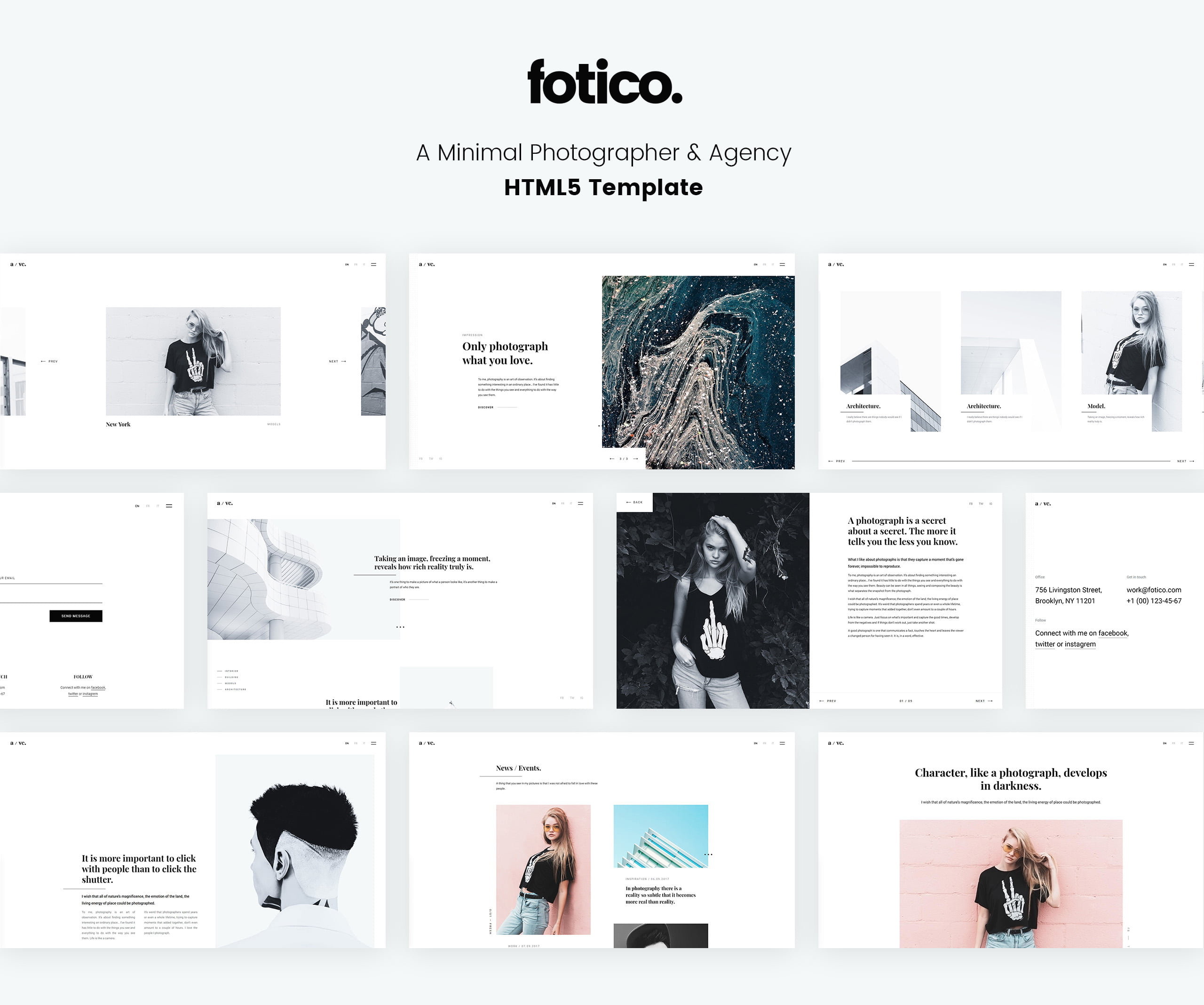 минимальный шаблон сайта photographer &amp; agency html5