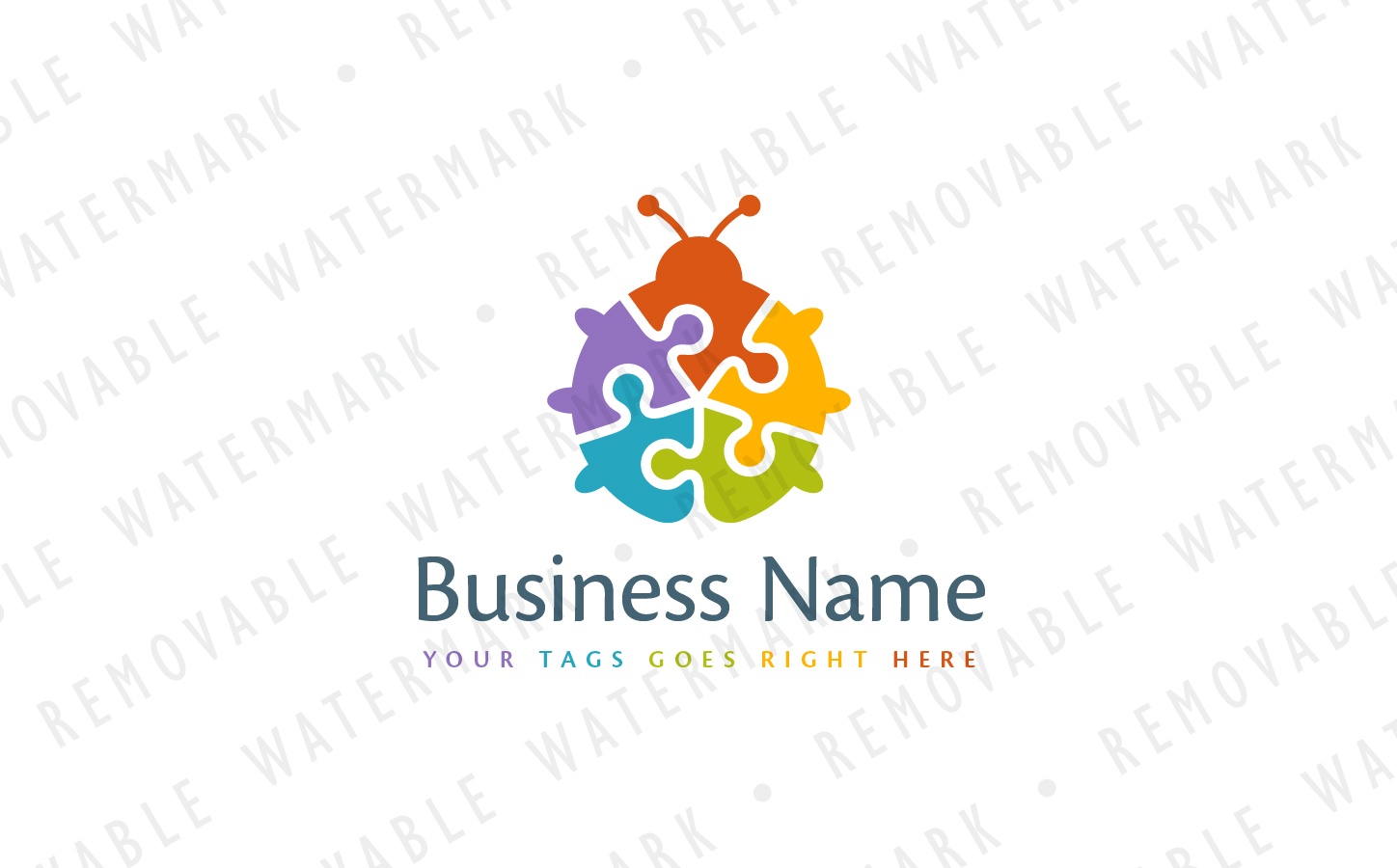 Download Шаблон логотипа "Puzzle Ladybug Logo Template" / Puzzle Ladybug Logo Template - Шаблон логотипа на тему графика animal bug circle puzzle solution colorful unity ladybug jigsaw piece insect cooperation split alliance beetle multipurpose versatility logo design template