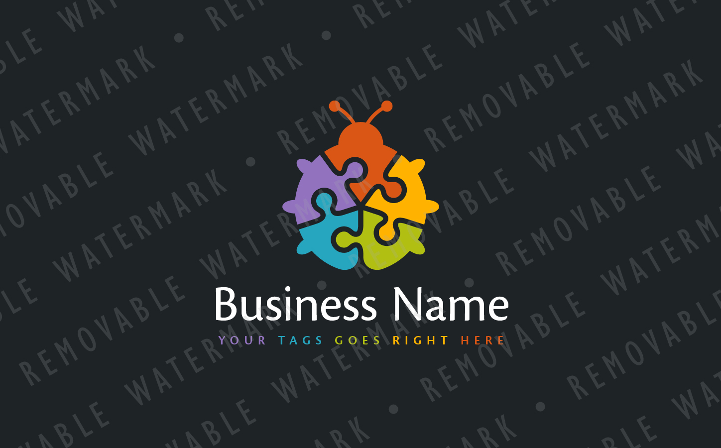 Download Шаблон логотипа "Puzzle Ladybug Logo Template" / Puzzle Ladybug Logo Template - Шаблон логотипа на тему графика animal bug circle puzzle solution colorful unity ladybug jigsaw piece insect cooperation split alliance beetle multipurpose versatility logo design template