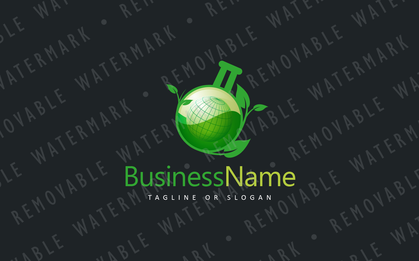 Download Шаблон логотипа "Eco Chemistry Logo Template" / Eco Chemistry Logo Template - Шаблон логотипа на тему графика green ecology leaf chemical industry fluid liquid flask lab global solution grow environment energy fuel fertilizer pharmacy logo design template