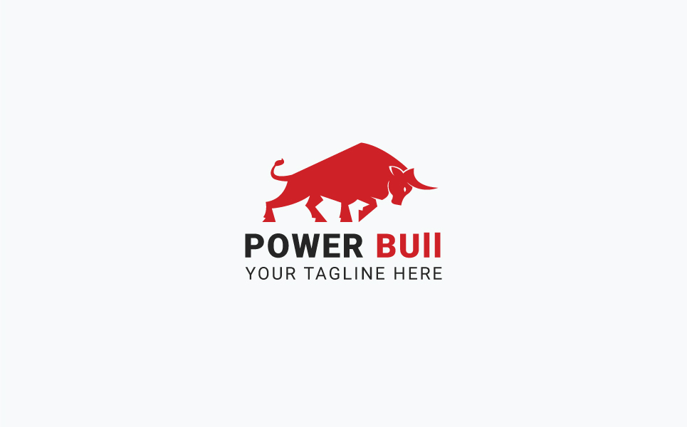 Download Шаблон логотипа "Power Bull Logo Template" / Power Bull Logo Template - Шаблон логотипа на тему графика black blue brand brave bull business company creative gray logo logotype mark modern red