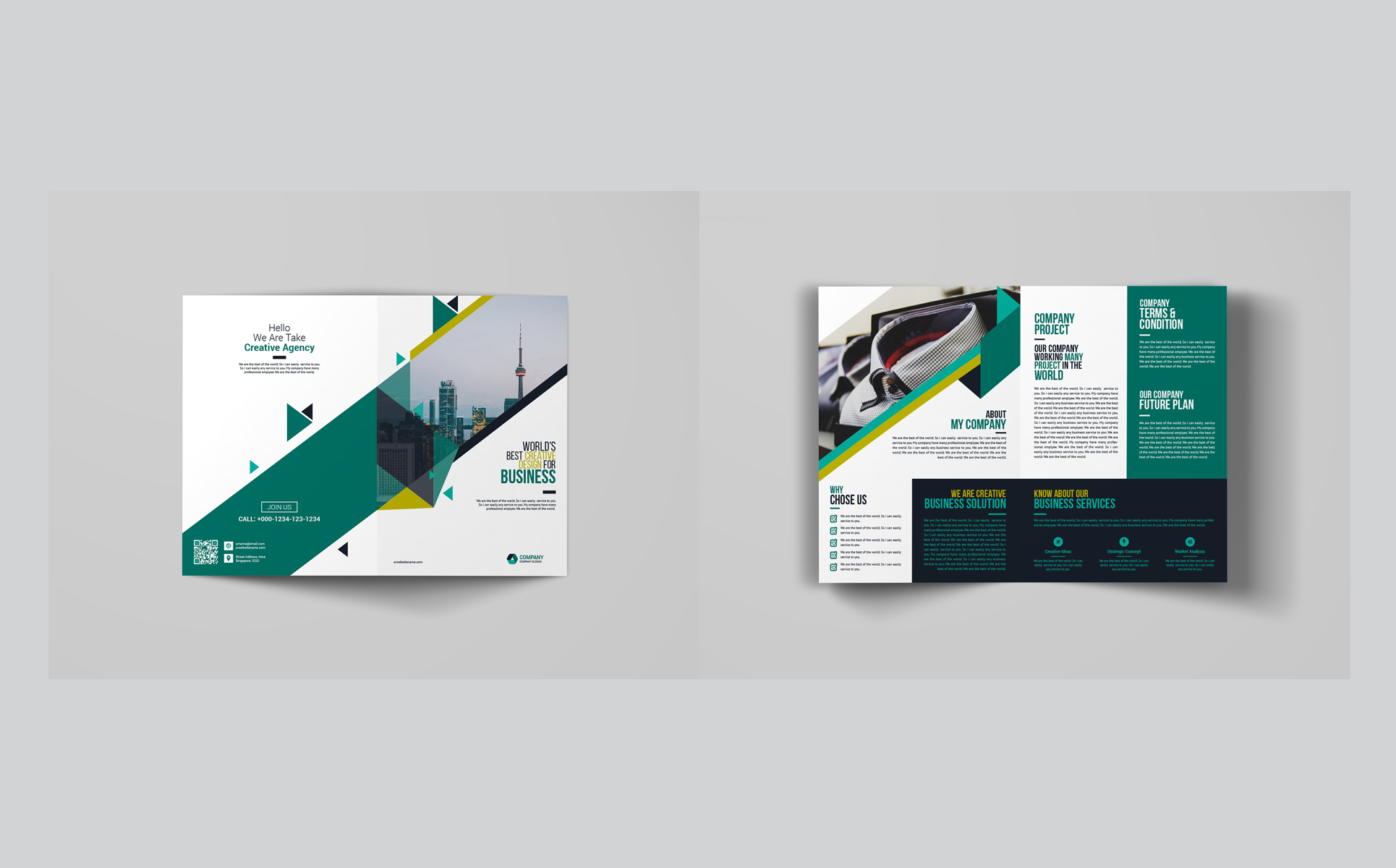 Download Фирменный стиль "Business Bi-Fold Brochure - Corporate Identity Template" / Business Bi-Fold Brochure - Corporate Identity Template - Фирменный стиль на тему графика a4 agency bi-fold bifold blue brochure business clean colorful company corporate creative design editable folding indesign key visual leaflet lifestyle
