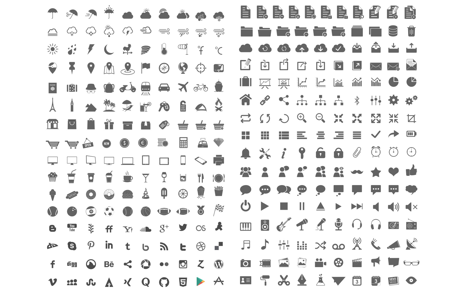Download Бандл «Tonicons» 2000 векторных иконок / Tonicons - 2000 Vector Icons Set - Набор иконок на тему графика app icons business collaborations communication computer consultancy development flat glyphs graphics interface outline long shadow media marketing seo social network