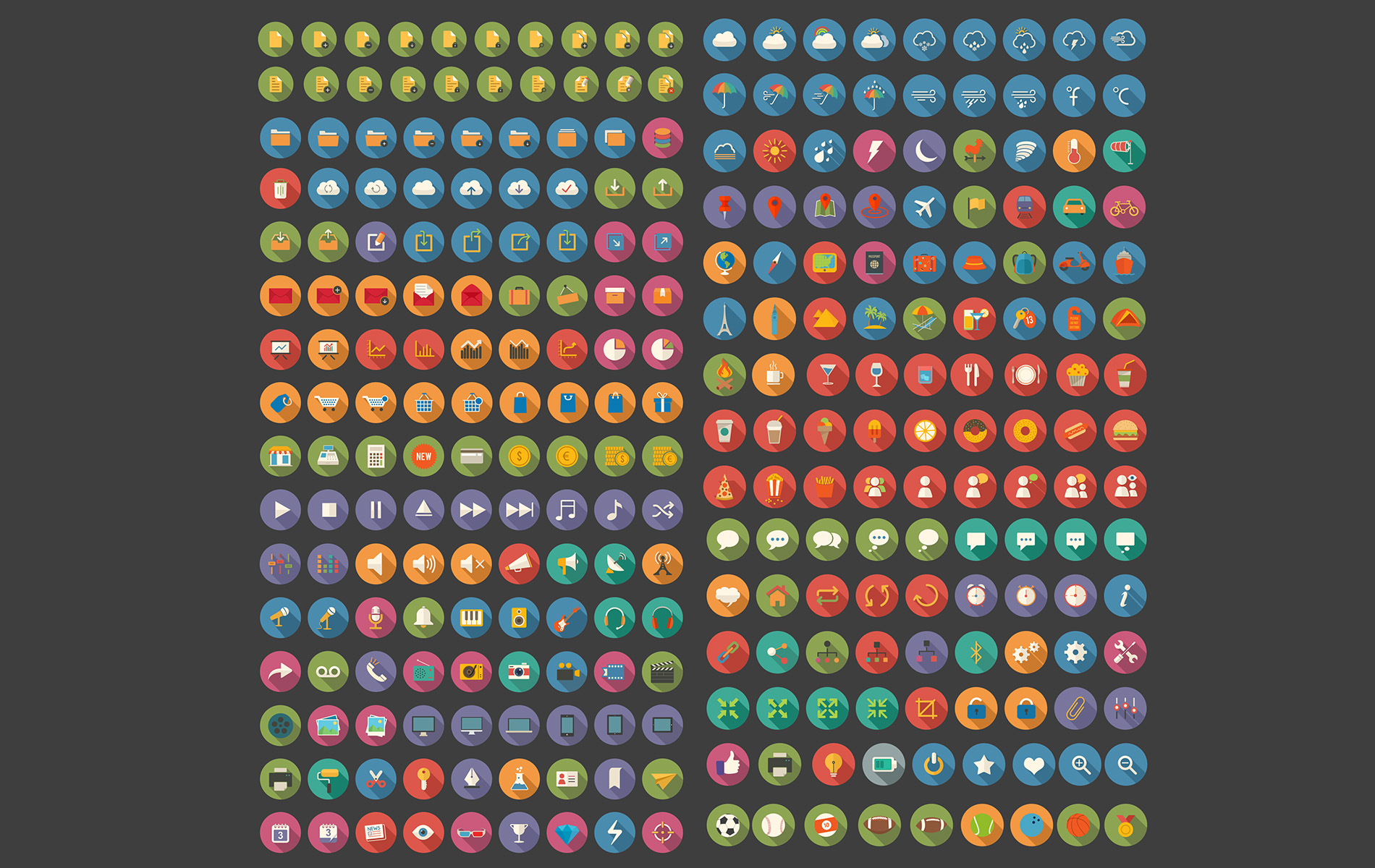 Download Бандл «Tonicons» 2000 векторных иконок / Tonicons - 2000 Vector Icons Set - Набор иконок на тему графика app icons business collaborations communication computer consultancy development flat glyphs graphics interface outline long shadow media marketing seo social network