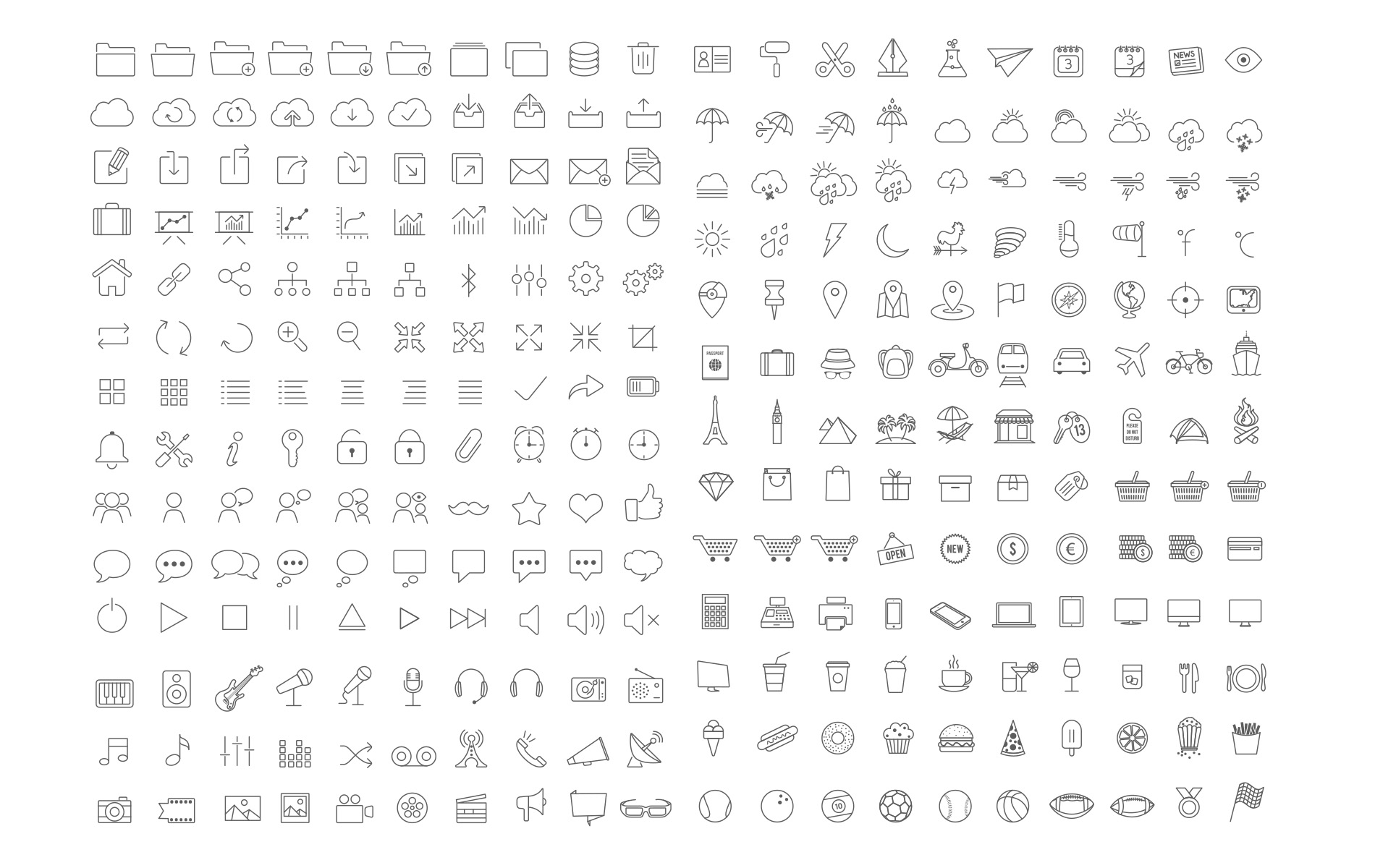 Download Бандл «Tonicons» 2000 векторных иконок / Tonicons - 2000 Vector Icons Set - Набор иконок на тему графика app icons business collaborations communication computer consultancy development flat glyphs graphics interface outline long shadow media marketing seo social network