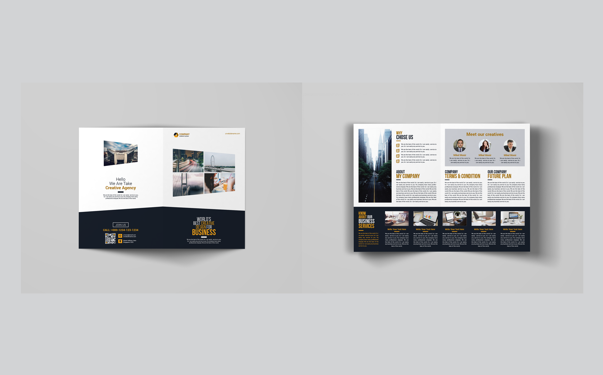 Download Фирменный стиль "Company Bi-Fold Brochure - Corporate Identity Template" / Company Bi-Fold Brochure - Corporate Identity Template - Фирменный стиль на тему графика a4 agency bi-fold bifold blue brochure business clean colorful company corporate creative design editable folding indesign key visual leaflet lifestyle