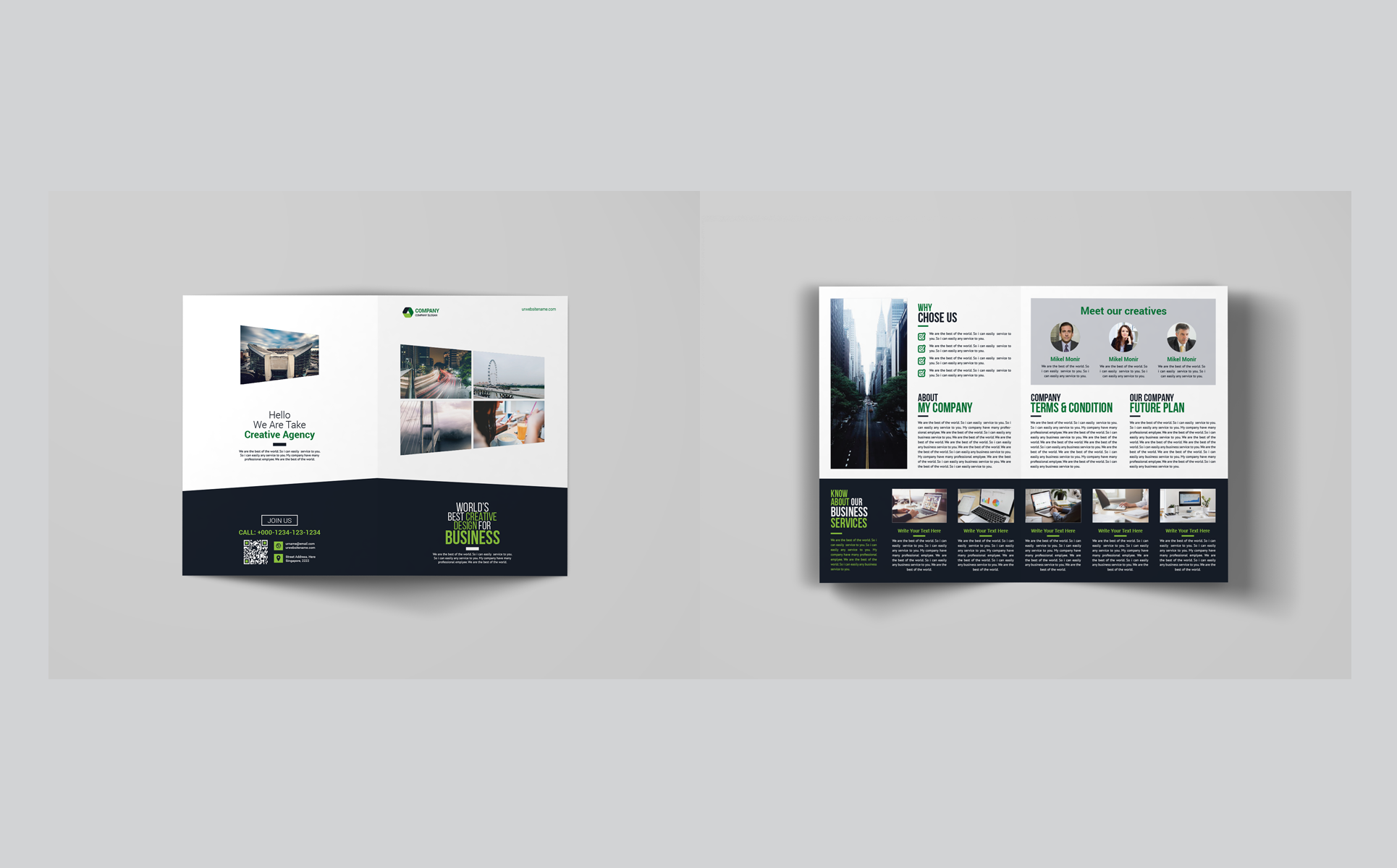 Download Фирменный стиль "Company Bi-Fold Brochure - Corporate Identity Template" / Company Bi-Fold Brochure - Corporate Identity Template - Фирменный стиль на тему графика a4 agency bi-fold bifold blue brochure business clean colorful company corporate creative design editable folding indesign key visual leaflet lifestyle