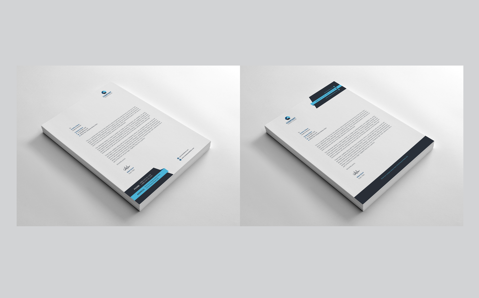 Download Фирменный стиль "Clean Letterhead - Corporate Identity Template" / Clean Letterhead - Corporate Identity Template - Фирменный стиль на тему графика black blue both side design business card letterhead creative flyer graphic green landscape letterhead design logo magazine modern official print