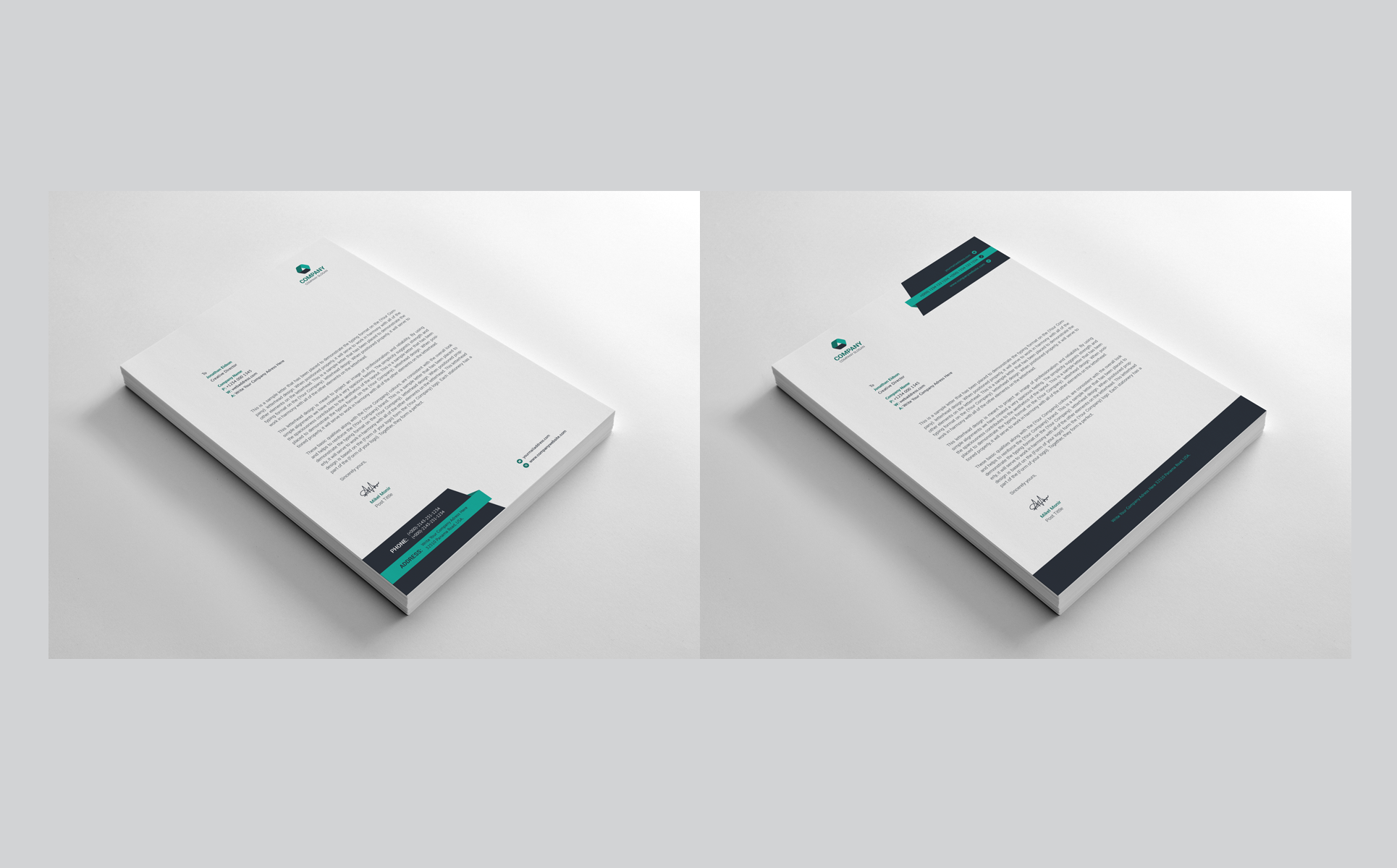 Download Фирменный стиль "Clean Letterhead - Corporate Identity Template" / Clean Letterhead - Corporate Identity Template - Фирменный стиль на тему графика black blue both side design business card letterhead creative flyer graphic green landscape letterhead design logo magazine modern official print