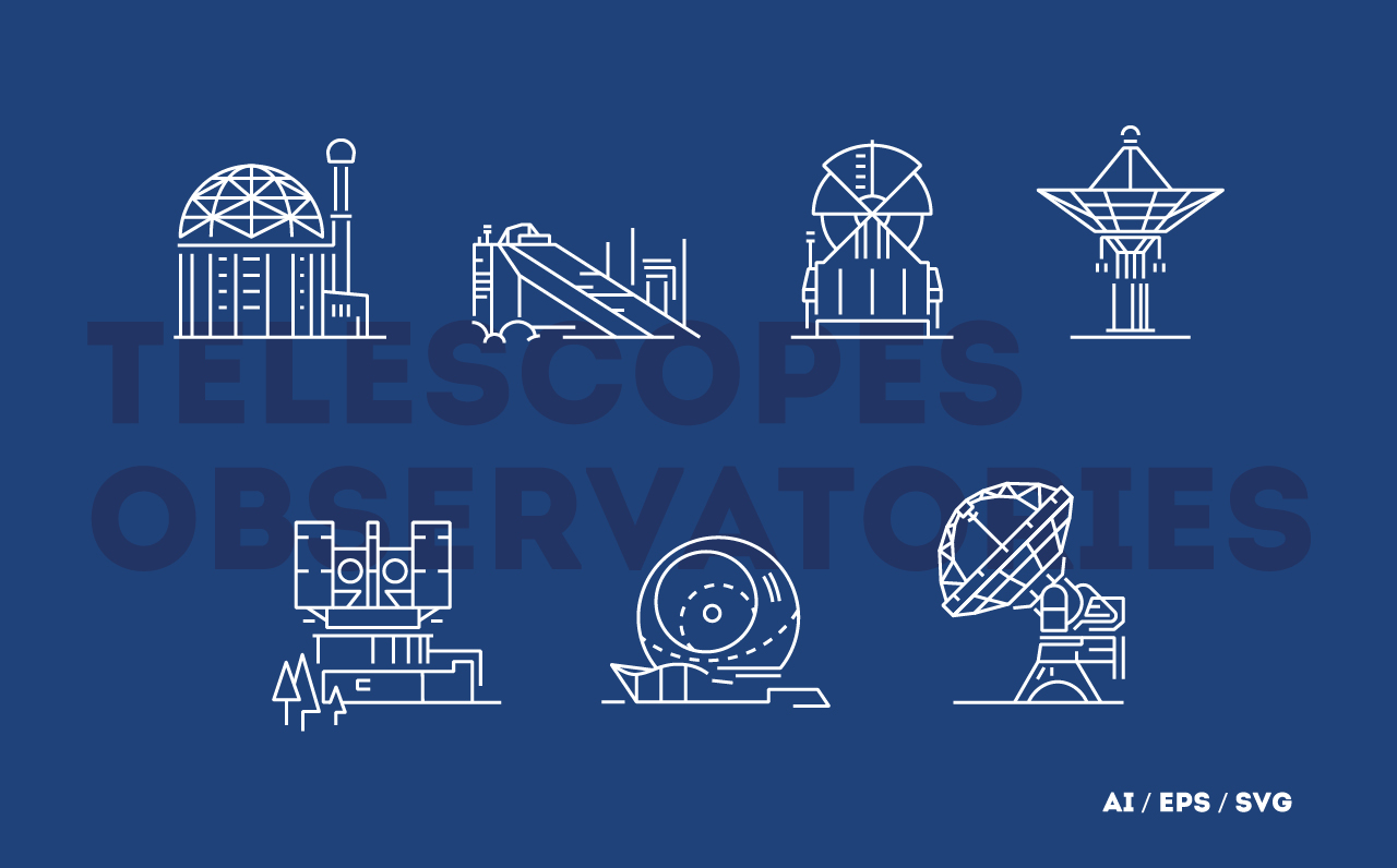 Download Шаблон логотипа "Telescopes and Observatories Logo Template" / Telescopes and Observatories Logo Template - Шаблон логотипа на тему графика astronomy observatories detector galaxy flat icon solar astrophysics comet aliens astronaut universe locate technical telescope astronomic illustration linear line space