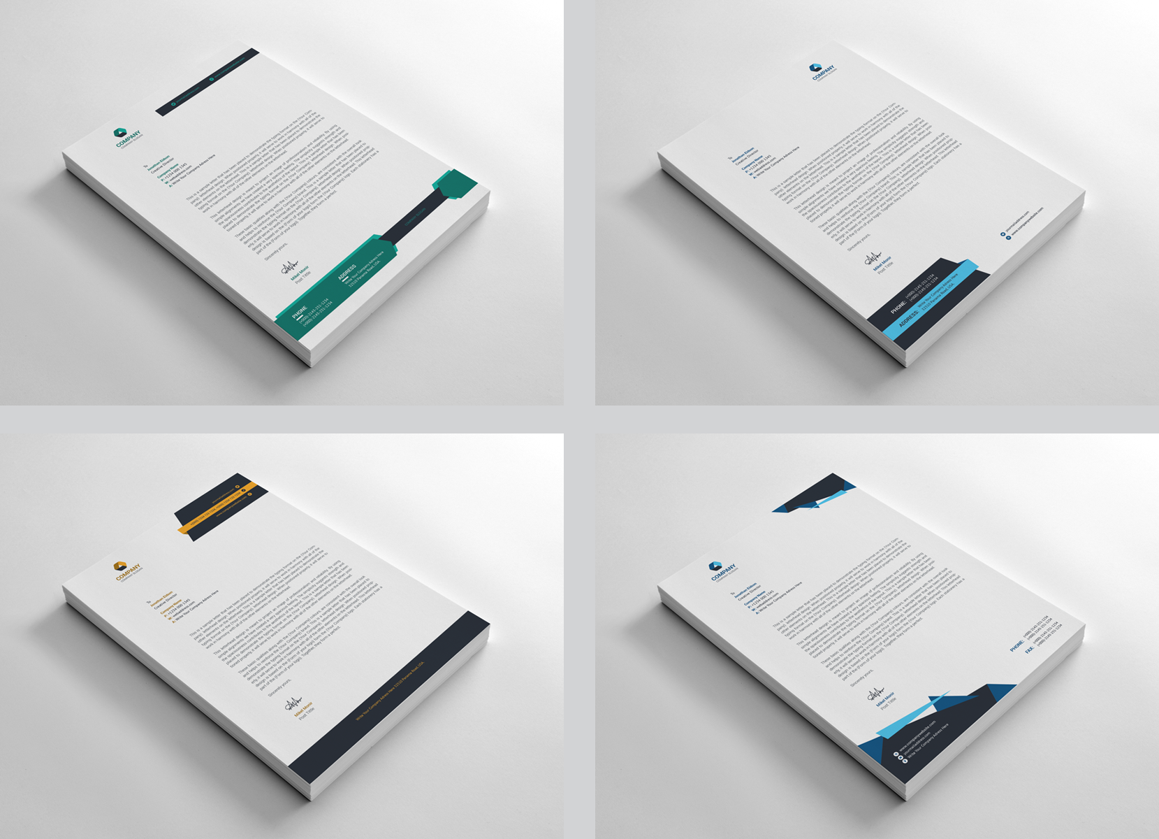 Download Бандл 15 фирменных бланков / 15 Letterhead - Corporate Identity Template - Фирменный стиль на тему графика black blue both side design business card letterhead creative flyer graphic green landscape letterhead design logo magazine modern official print