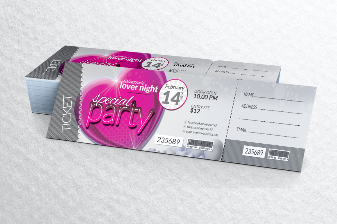 Download Фирменный стиль "Valentines Day Event Special Party Event Ticket 2018" / Valentines Day Event Special Party Event Ticket 2018 - Фирменный стиль на тему графика valentine party day 2018 event ticket vip pass gate venue template multipurpose lottery counter creative psd tickets modern elegant retro