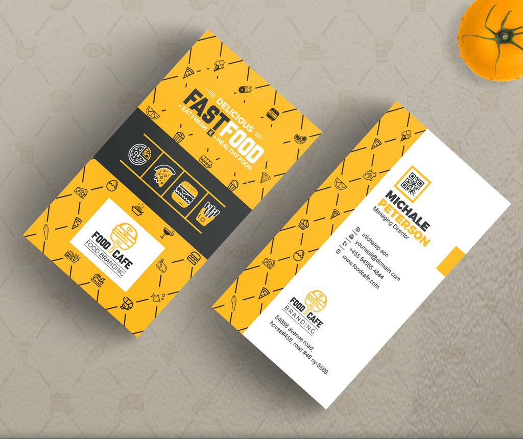 Download Фирменный стиль "Business Card for Fast Food Company | Business Card Print | Custom Business Card | Digital Print File" / Business Card for Fast Food Company | Business Card Print | Custom Business Card | Digital Print File - Фирменный стиль на тему графика fast food restaurant coffee shop hotel business card template clean visiting bundle gold corporate creative modern minimal design best branding