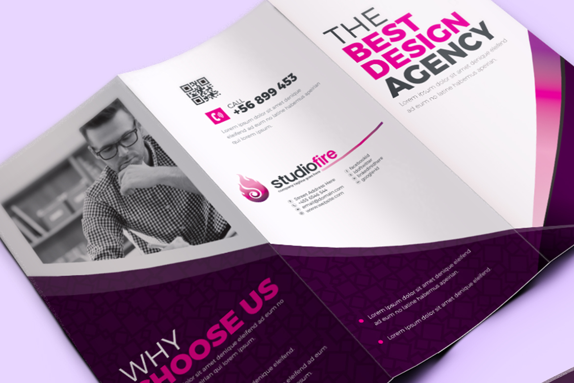 Download Фирменный стиль "Tri-Fold Brochure - - Corporate Identity Template" / Tri-Fold Brochure - - Corporate Identity Template - Фирменный стиль на тему графика tri-fold brochure design template 3 fold triangle square twi-fold corporate product business creative clean advertising elegant professional simple trifold business