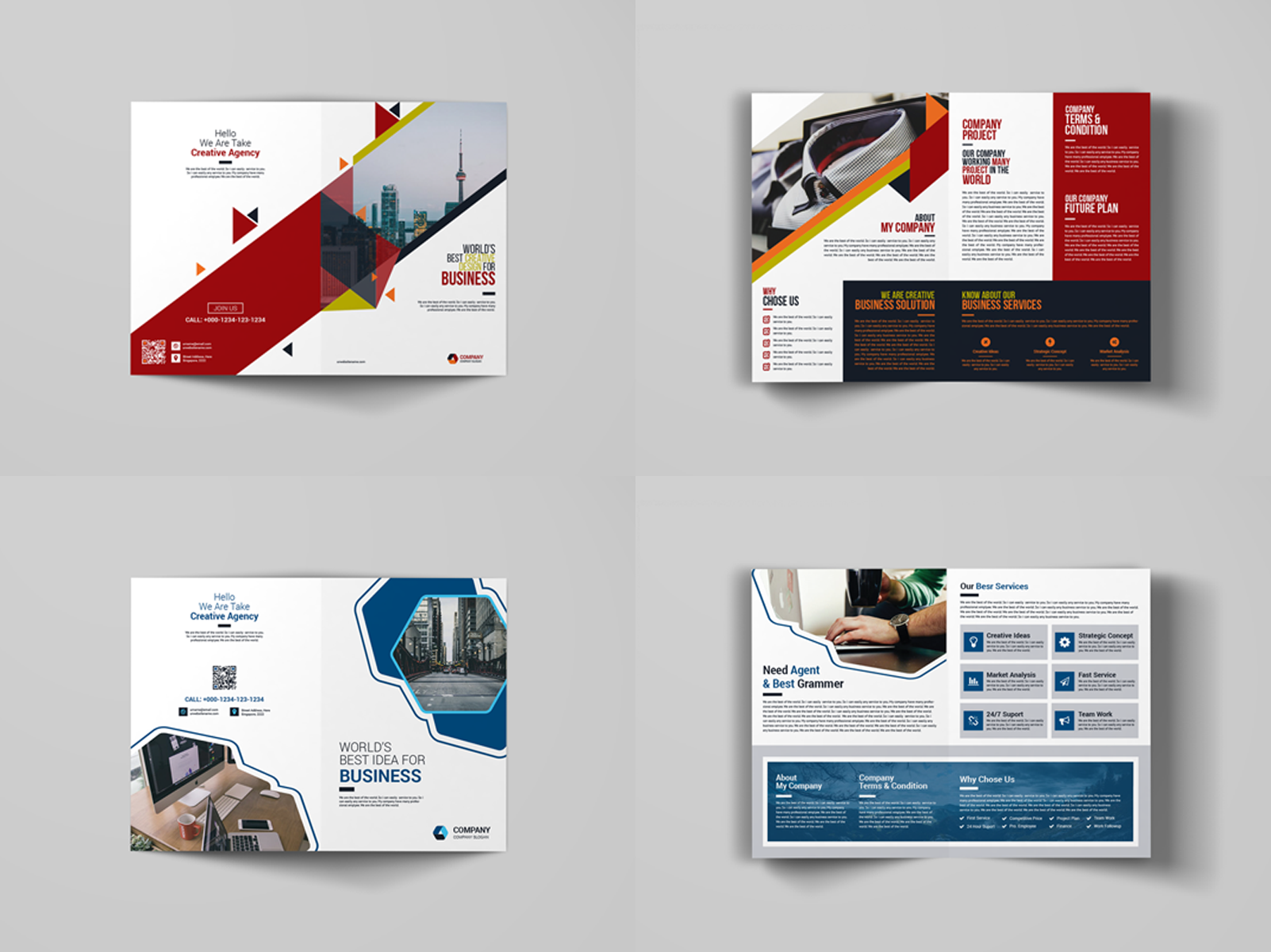 Download Набор из 10 складывающихся брошюр  / 10 Bi-Fold Brochure - Corporate Identity Template - Фирменный стиль на тему графика a4 agency bi-fold bifold blue brochure business clean colorful company corporate creative design editable folding indesign key visual leaflet lifestyle