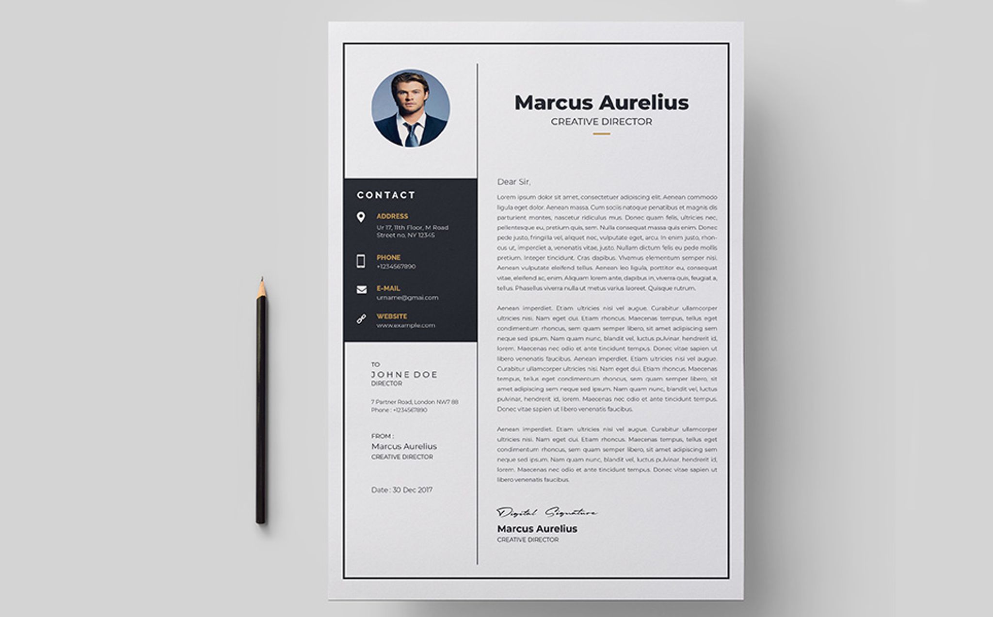 Download Резюме "Elegant Resume Template" / Elegant Resume Template - Резюме на тему графика a4 resume clean cv cover letter creative curriculum vitae design template doc docx employment indesign job modern best editable