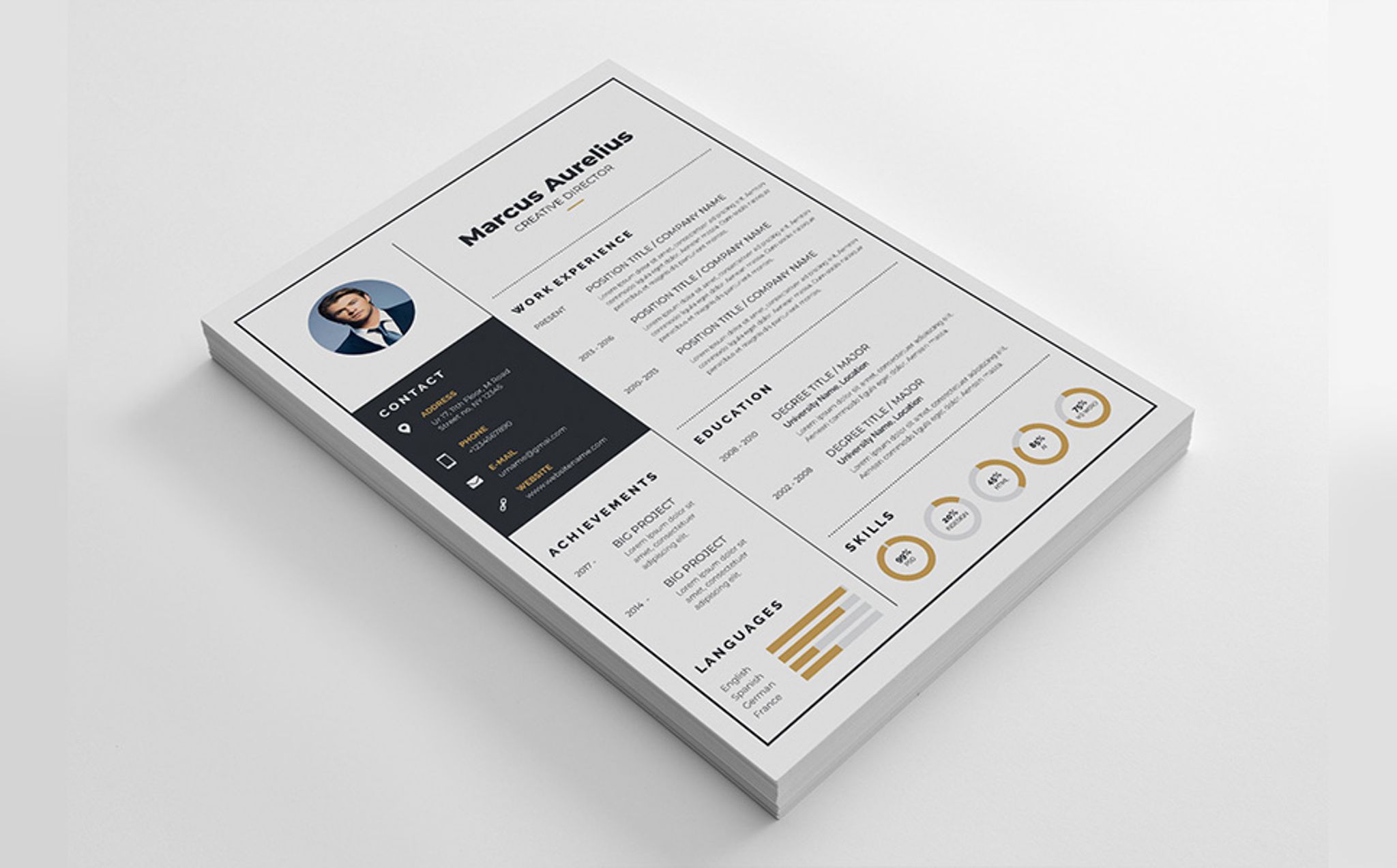 Download Резюме "Elegant Resume Template" / Elegant Resume Template - Резюме на тему графика a4 resume clean cv cover letter creative curriculum vitae design template doc docx employment indesign job modern best editable
