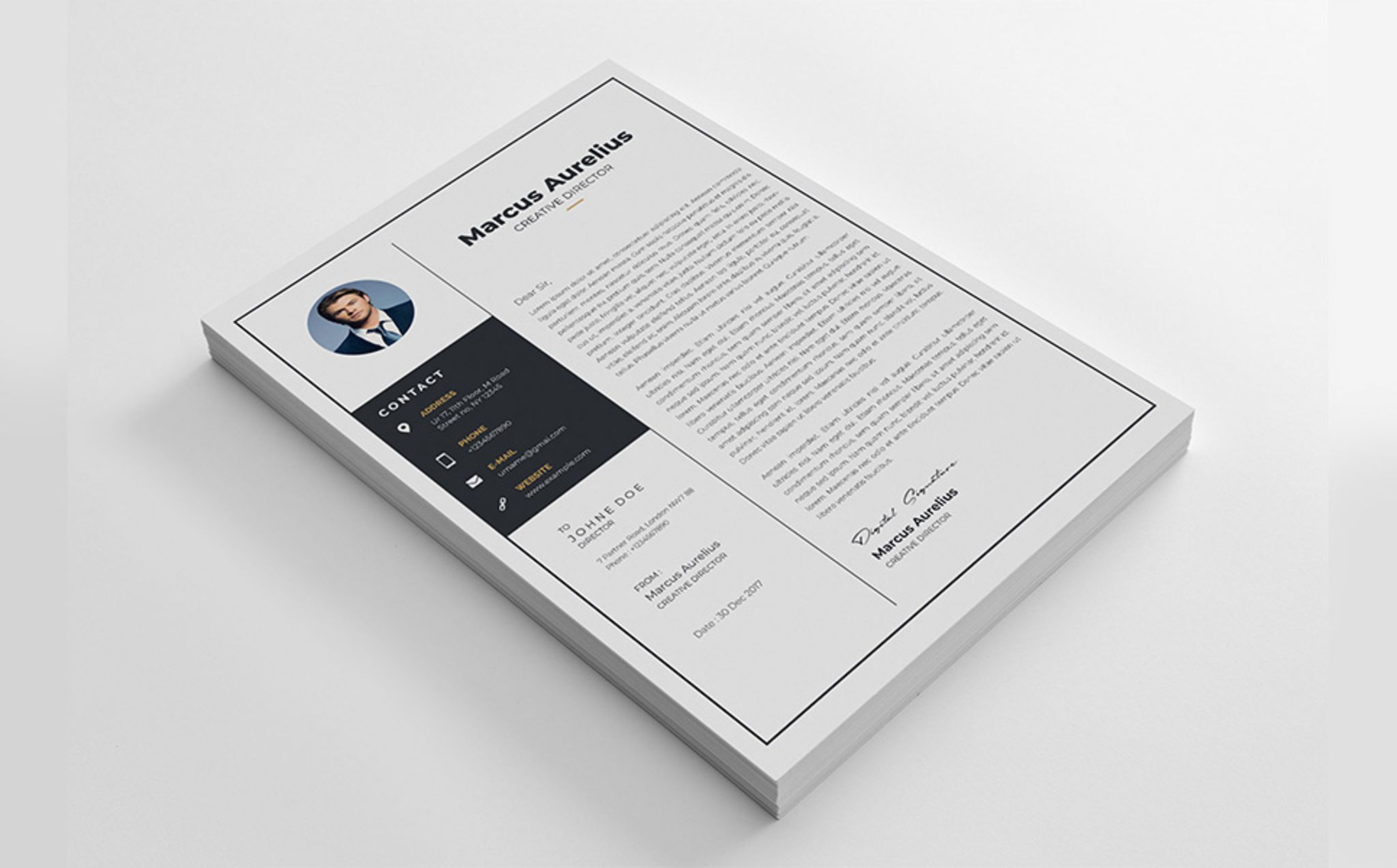 Download Резюме "Elegant Resume Template" / Elegant Resume Template - Резюме на тему графика a4 resume clean cv cover letter creative curriculum vitae design template doc docx employment indesign job modern best editable