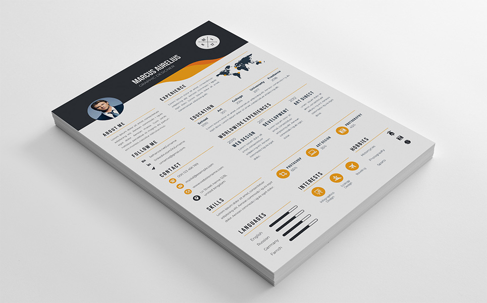 Download Резюме "5 Color - Resume Template" / 5 Color - Resume Template - Резюме на тему графика a4 resume clean cv cover letter creative curriculum vitae design template doc docx employment indesign job modern best editable