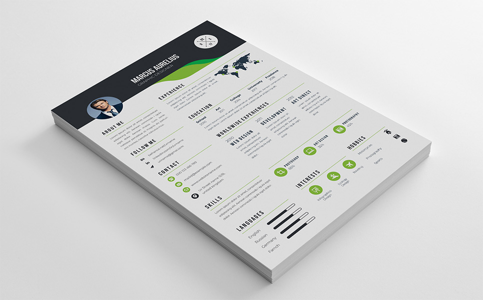 Download Резюме "5 Color - Resume Template" / 5 Color - Resume Template - Резюме на тему графика a4 resume clean cv cover letter creative curriculum vitae design template doc docx employment indesign job modern best editable