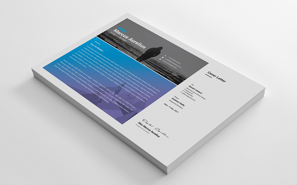 Download Резюме "Blue with Cover Letter Resume Template" / Blue with Cover Letter Resume Template - Резюме на тему графика resume a4 business card clean complete cover letter creative curriculum vitae cv design doc docx editable employment flexible fresh illustrator