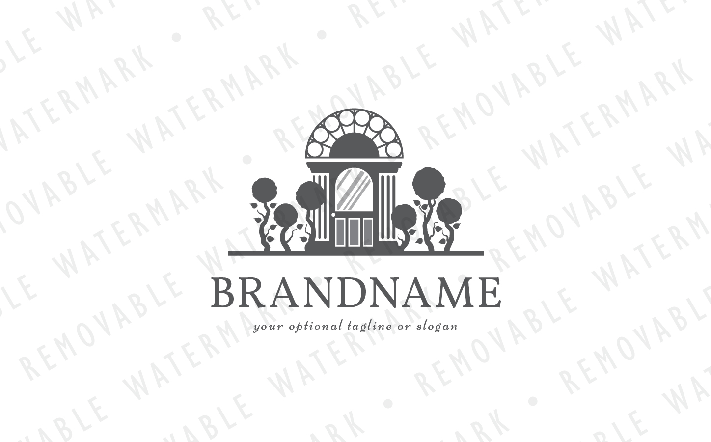 Download Шаблон логотипа "Garden House Logo Template" / Garden House Logo Template - Шаблон логотипа на тему графика tree house home floral gardening architecture gate flower door garden arch exterior vintage decorative doorway ornate georgian logo design template