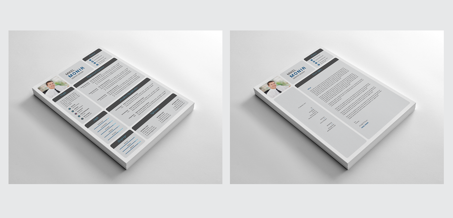 Download Резюме "Job application Mikel Monir Resume Template" / Job application Mikel Monir Resume Template - Резюме на тему графика a4 business clean complete cover letter creative curriculum vitae cv design doc docx editable employment flexible fresh international job modern